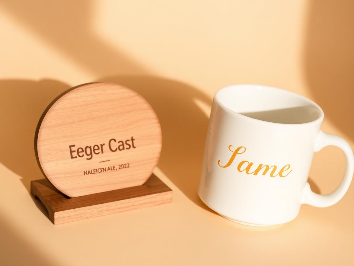 Engraved wooden keepsake and a personalized mug